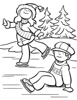 Buz Pateni boyama sayfası,  coloring page, Buz pateni yapan çocuk, 