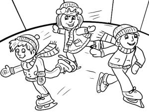 Buz Pateni boyama sayfası,  coloring page, Buz pateni yapan çocuklar, 