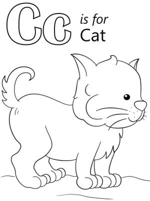 C Harfi boyama sayfası,  coloring page, Kedi C Harfi, 