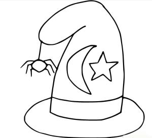 Cadı şapkası boyama sayfası,  coloring page, Ay ve Yıldızlı Cadı Şapkası, 