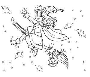 Cadı boyama sayfası,  coloring page, Çizgi Film Cadı Uçan, 