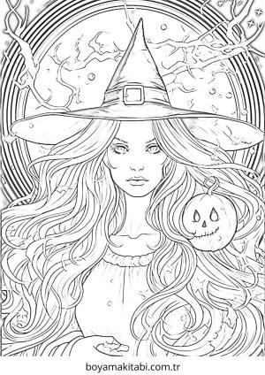 Cadı boyama sayfası – okul öncesi, evde etkinlik
