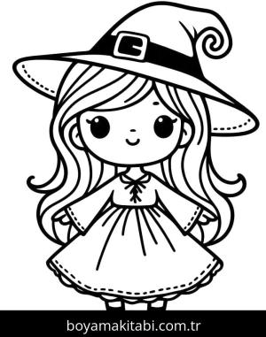 Cadı boyama sayfası – kolay boyama, eğitici aktivite