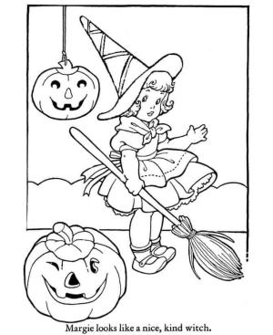 Cadı boyama sayfası,  coloring page, İki Kabaklı Küçük Cadı, 