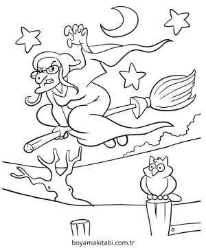 Cadı boyama sayfası – kolay boyama, eğitici aktivite