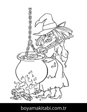 Cadı boyama sayfası – okul öncesi, evde etkinlik
