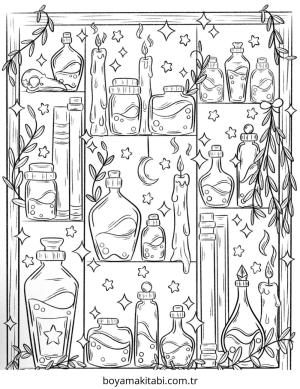 Cadı boyama sayfası – çocuklar için, çizgi film temalı