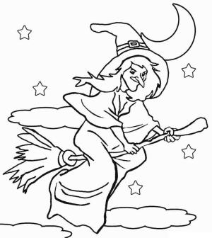 Cadı boyama sayfası,  coloring page, Basit Cadı, 