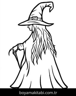 Cadı boyama sayfası – okul öncesi, evde etkinlik