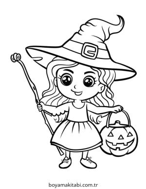 Cadı boyama sayfası – boyama çalışması, yaratıcılığı geliştirir