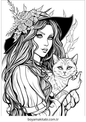 Cadı boyama sayfası – yaratıcılığı geliştirir, keyifli zaman