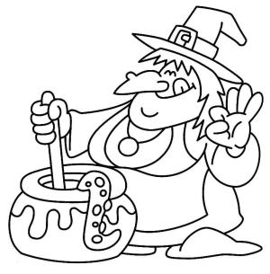 Cadı boyama sayfası,  coloring page, Şişman Cadı İksir Yapar, 