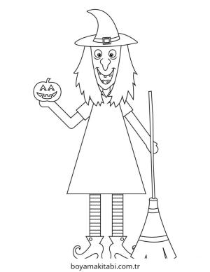 Cadı boyama sayfası – okul öncesi, evde etkinlik