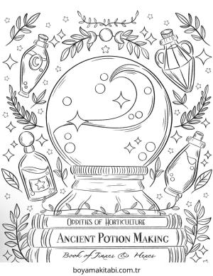 Cadı boyama sayfası – kolay boyama, eğitici aktivite