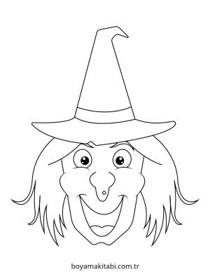 Cadı boyama sayfası – sevimli karakter, sanatsal çalışma