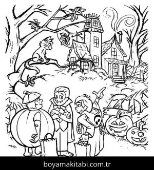 Cadılar Bayramı (Halloween) boyama sayfası – okul öncesi, evde etkinlik