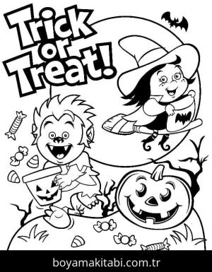 Cadılar Bayramı (Halloween) boyama sayfası – renkli çizimler, okul öncesi