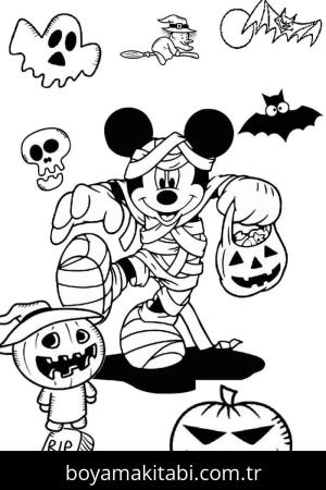 Cadılar Bayramı (Halloween) boyama sayfası – renkli çizimler, okul öncesi