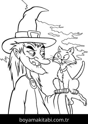 Cadılar Bayramı (Halloween) boyama sayfası – keyifli zaman, renkli çizimler