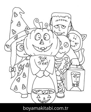 Cadılar Bayramı (Halloween) boyama sayfası – çocuklar için, çizgi film temalı