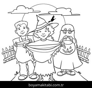 Cadılar Bayramı (Halloween) boyama sayfası – çizgi film temalı, basit çizim