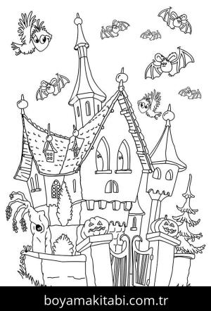 Cadılar Bayramı (Halloween) boyama sayfası – boyama çalışması, yaratıcılığı geliştirir