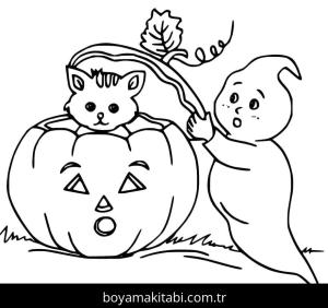 Cadılar Bayramı Kedisi boyama sayfası – sanatsal çalışma, çocuklar için