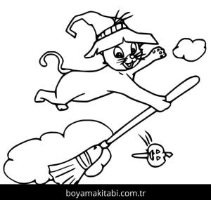 Cadılar Bayramı Kedisi boyama sayfası – çocuk aktivitesi, PDF indir