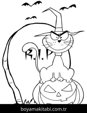 Cadılar Bayramı Kedisi boyama sayfası – ücretsiz yazdır, boyama etkinliği