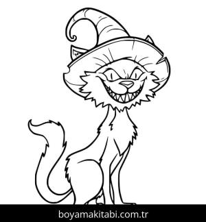 Cadılar Bayramı Kedisi boyama sayfası – yaratıcılığı geliştirir, keyifli zaman
