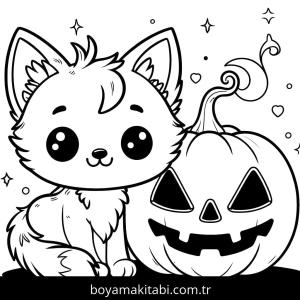 Cadılar Bayramı Kedisi boyama sayfası – evde etkinlik, ücretsiz yazdır