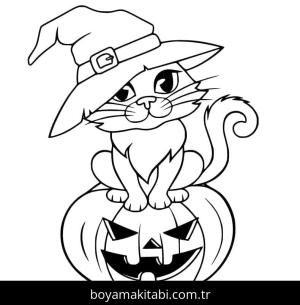 Cadılar Bayramı Kedisi boyama sayfası – yaratıcılık, eğlenceli etkinlik