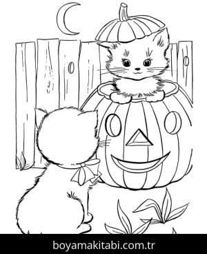 Cadılar Bayramı Kedisi boyama sayfası – yaratıcılık, eğlenceli etkinlik