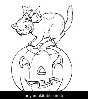 Cadılar Bayramı Kedisi boyama sayfası – sanatsal çalışma, çocuklar için