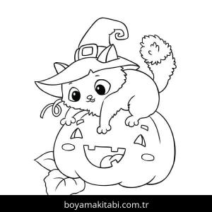Cadılar Bayramı Kedisi boyama sayfası – okul öncesi, evde etkinlik