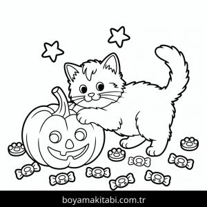Cadılar Bayramı boyama sayfası – renkli çizimler, okul öncesi