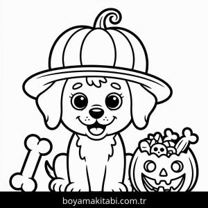 Cadılar Bayramı boyama sayfası – çizgi film temalı, basit çizim