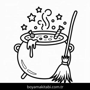 Cadılar Bayramı boyama sayfası – sevimli karakter, sanatsal çalışma