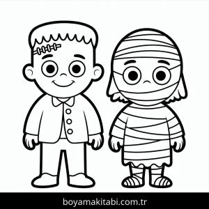 Cadılar Bayramı boyama sayfası – sanatsal çalışma, çocuklar için