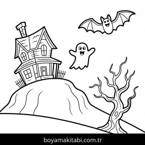 Cadılar Bayramı boyama sayfası – kolay boyama, eğitici aktivite