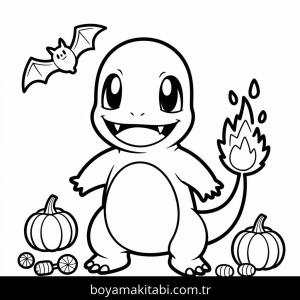 Cadılar Bayramı boyama sayfası – çizgi film temalı, basit çizim