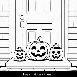 Cadılar Bayramı boyama sayfası – renkli çizimler, okul öncesi