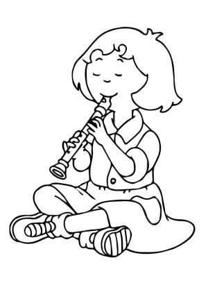 Caillou boyama sayfası,  coloring page, Sarah Flüt Çalıyor, 