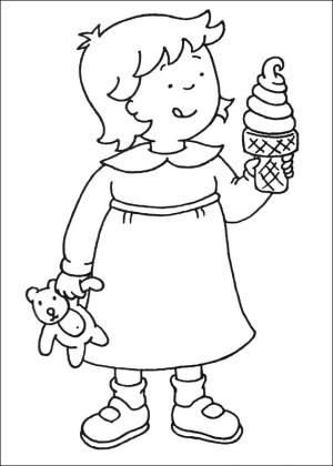 Caillou boyama sayfası,  coloring page, Rosie Yemek Dondurma, 