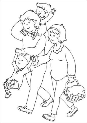 Caillou boyama sayfası,  coloring page, Kayu Ailesi Dışarıda Takılıyor, 