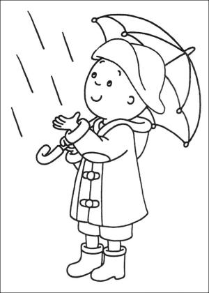 Caillou boyama sayfası,  coloring page, Yağmurda Kayu, 