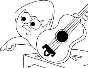 Calimero boyama sayfası,  coloring page, Calimero gitar ile, 