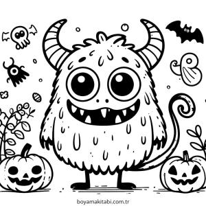 Canavar boyama sayfası – çizgi film temalı, basit çizim