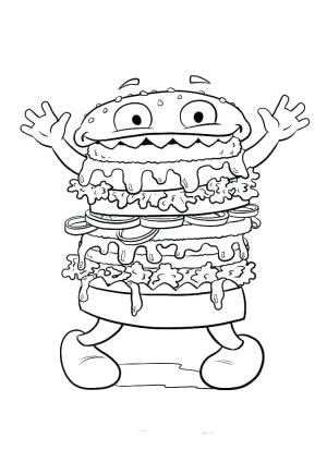 Canavar boyama sayfası,  coloring page, Hamburger Canavarı, 