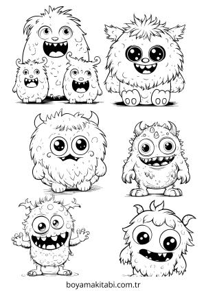 Canavar boyama sayfası – çocuk aktivitesi, PDF indir